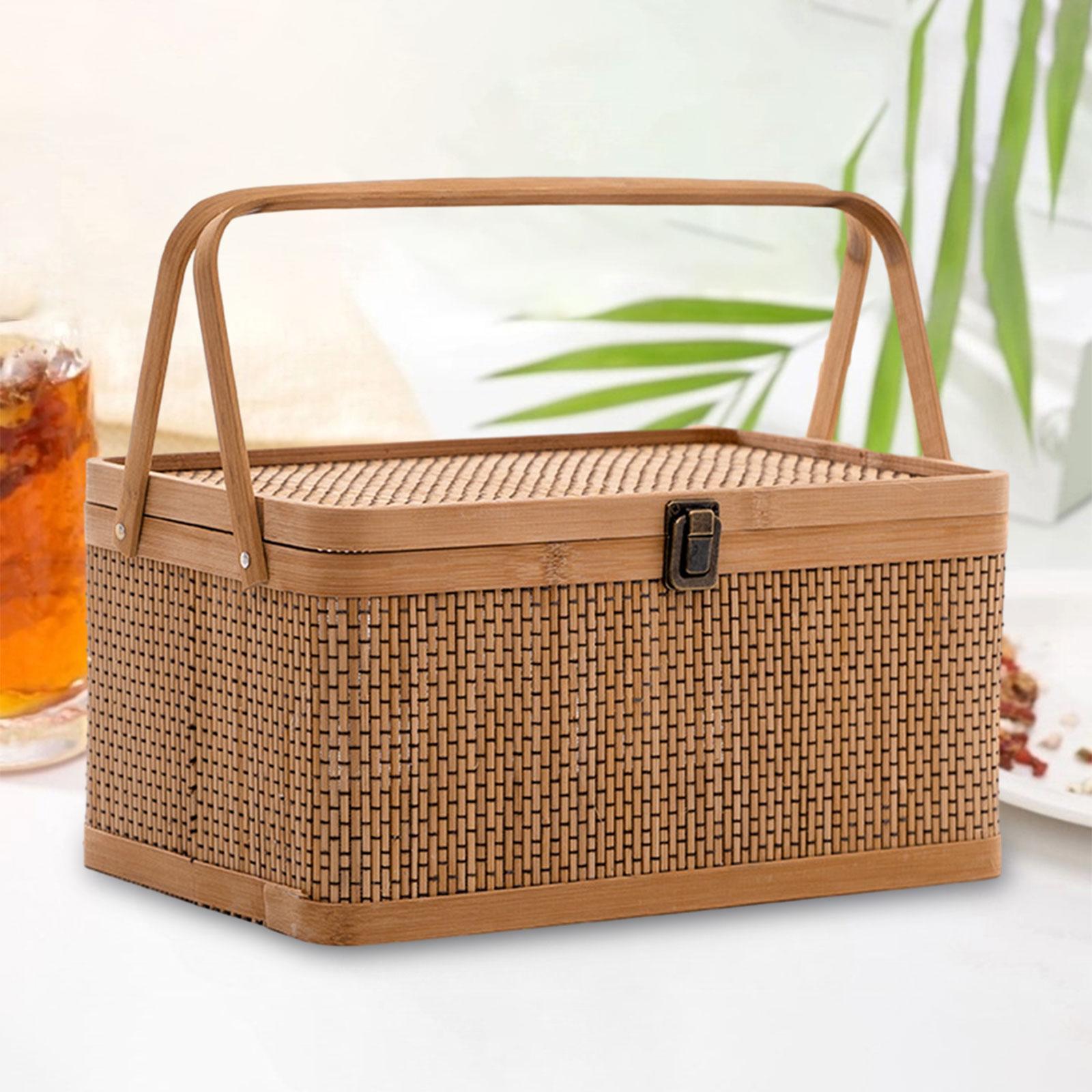 Food Snacks Hamper - Ręcznie Robiony Bambusowy Kosz Piknikowy z