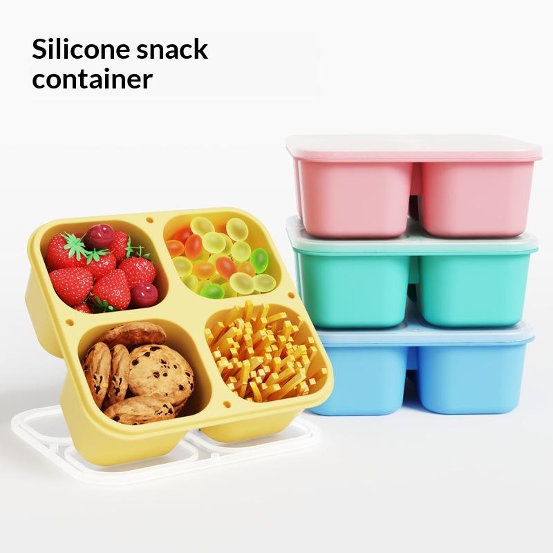 Food Snacks For School - Silikonowy pojemnik na przekąski: 4 przegródki,