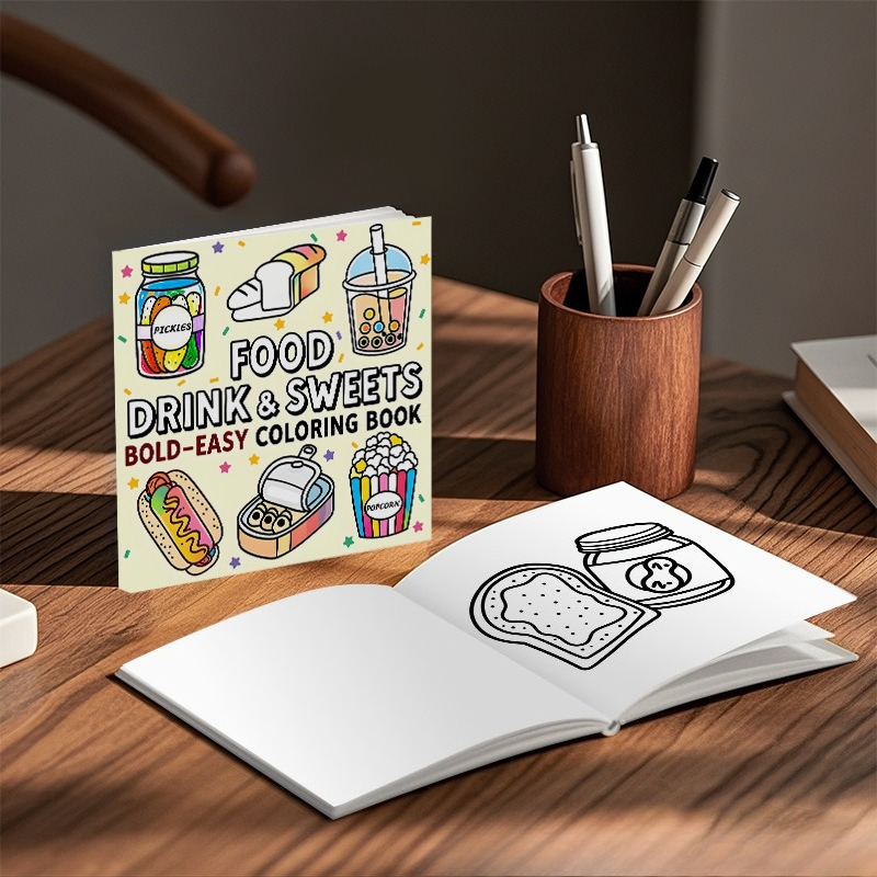 Książeczka do kolorowania dla  – Food And Snacks Coloring Book Bold And Easy recenzja i cena
