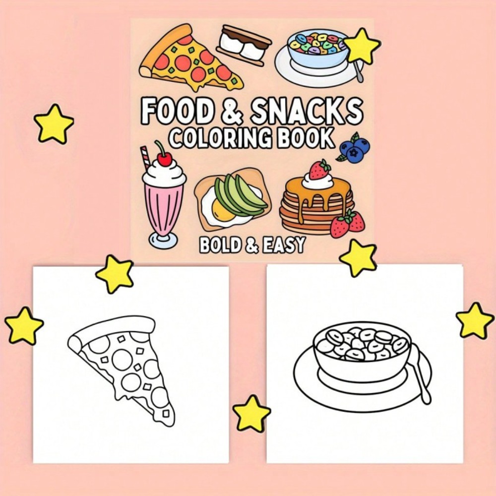 Kolorowanka z jedzeniami i prz – Food And Snacks Coloring Book Bold And Easy recenzja i cena