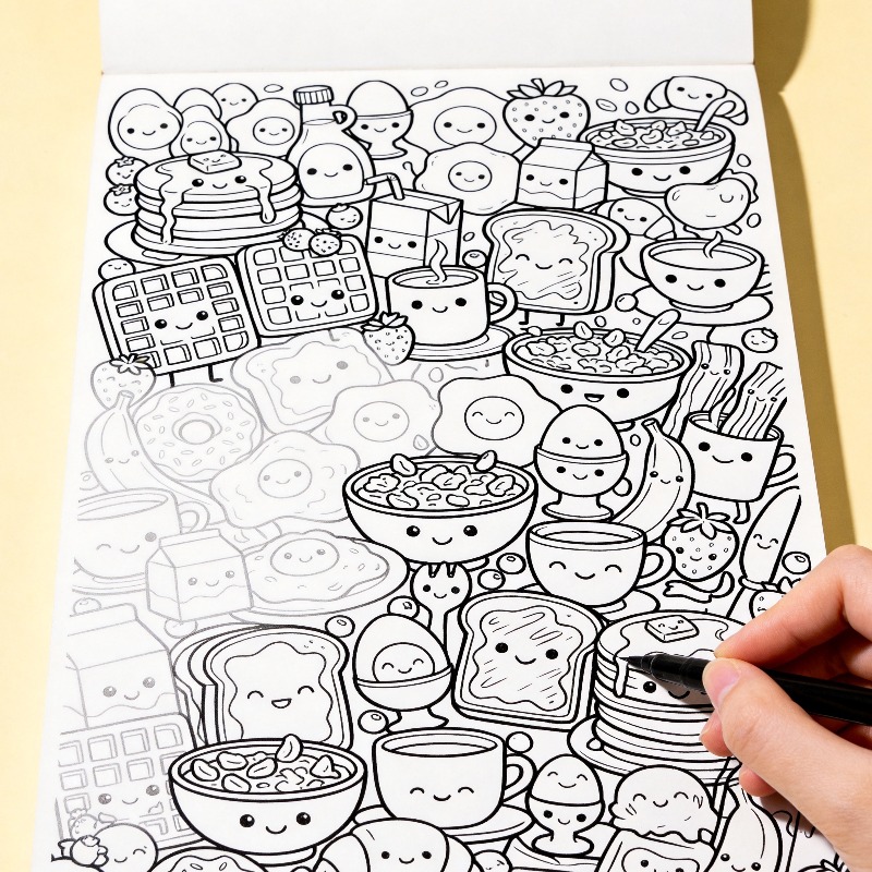 Kolorowanka dla dorosłych do d – Food And Snacks Coloring Book Bold And Easy recenzja i cena
