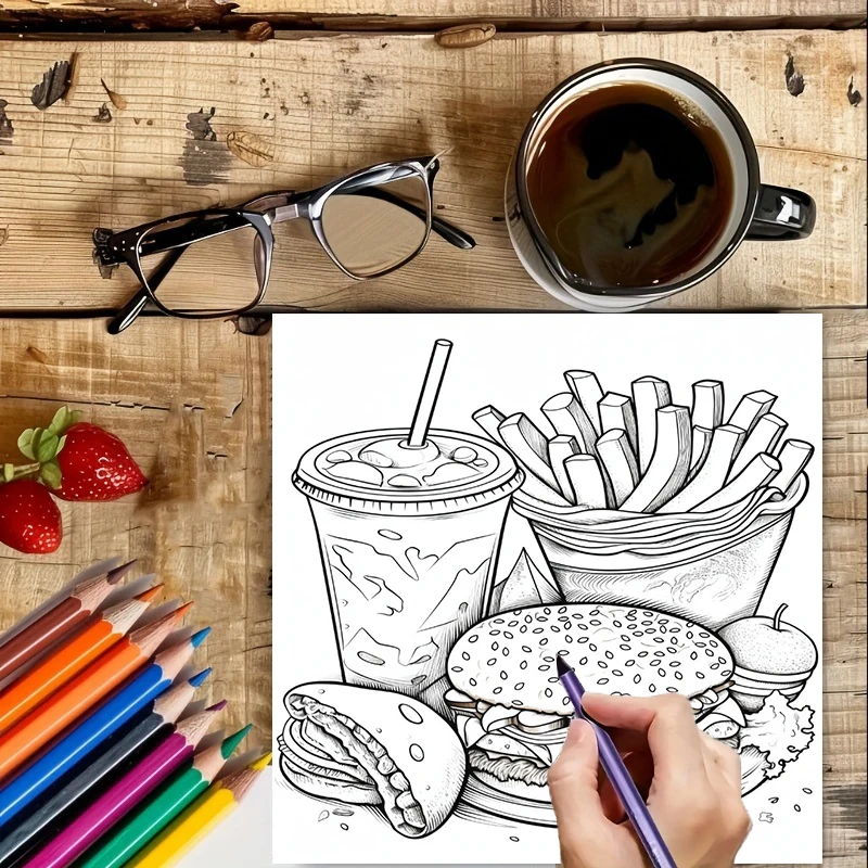 Kolorowanka dla dorosłych z mo – Food And Snacks Coloring Book Bold And Easy recenzja i cena